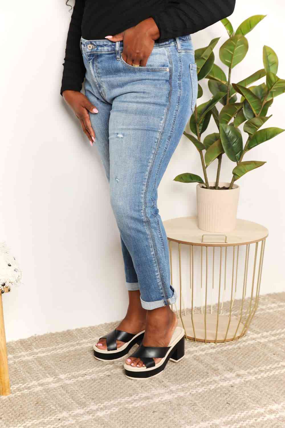 Kancan Full Size Mid Rise Slim Boyfriend Jeans - AllIn Computer