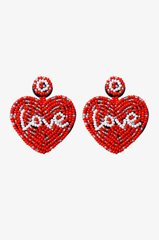 LOVE Beaded Heart Earrings - AllIn Computer
