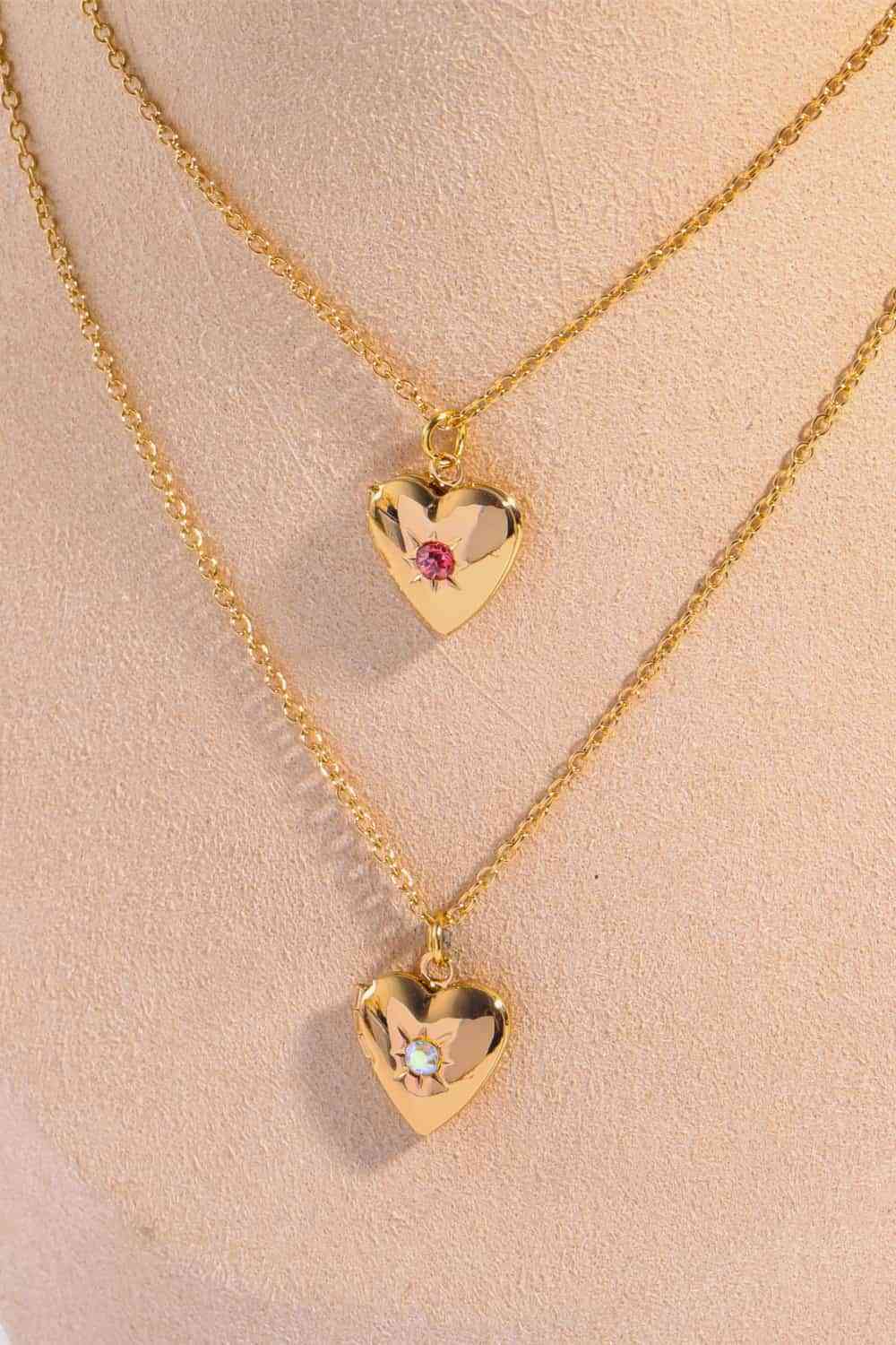 Zircon Heart Shape 14K Gold-Plated Pendant Necklace - AllIn Computer