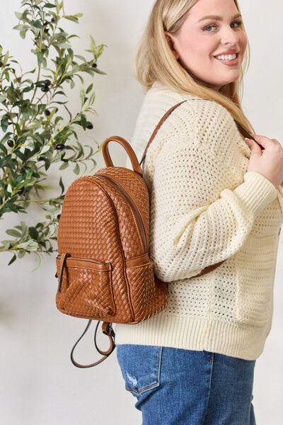 SHOMICO PU Leather Woven Backpack - AllIn Computer