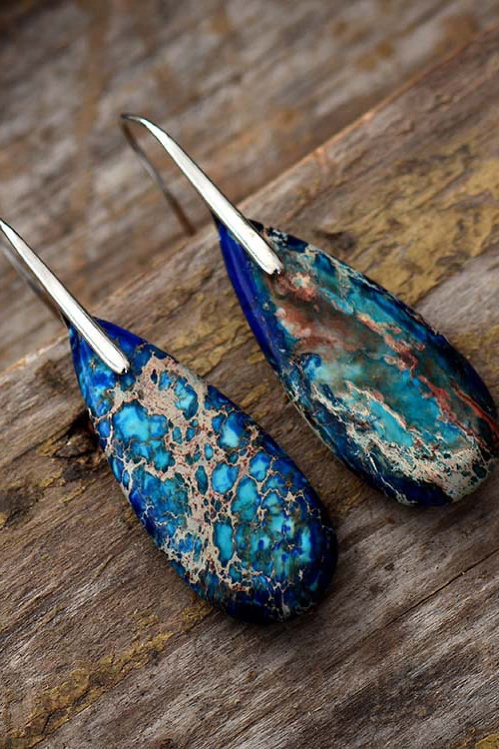 Handmade Teardrop Shape Natural Stone Dangle Earrings - AllIn Computer