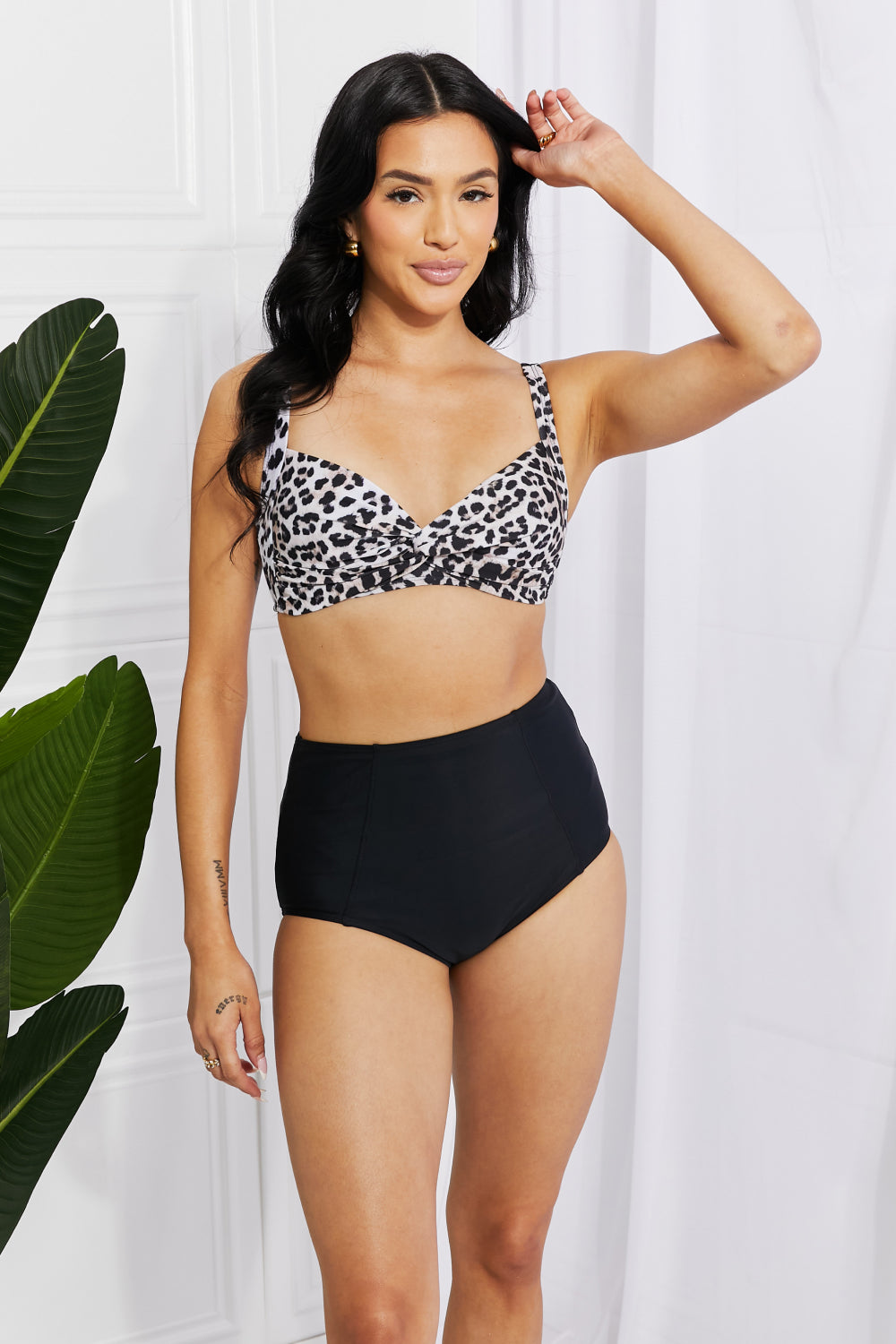 Marina West Swim Take A Dip Twist High-Rise Bikini in Leopard - AllIn Computer