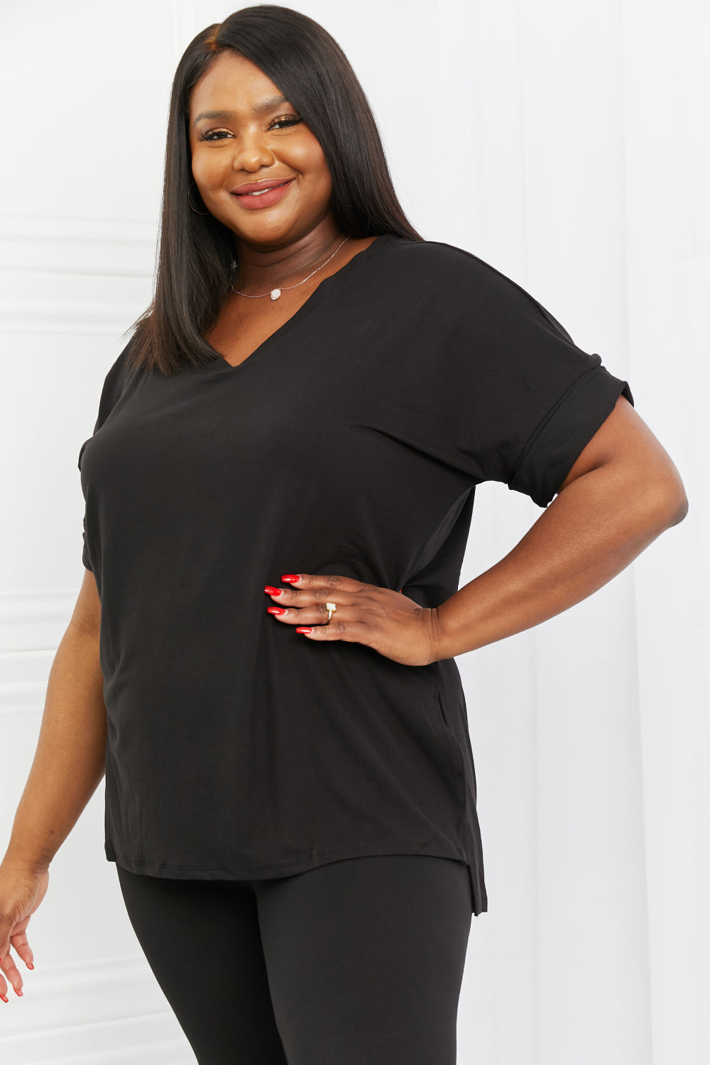 Zenana Self Love Full Size Brushed DTY Microfiber Lounge Set in Black - AllIn Computer