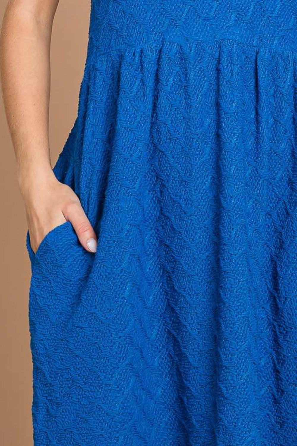 Culture Code Texture Round Neck Short Sleeve Dress with Pockets - AllIn Computer