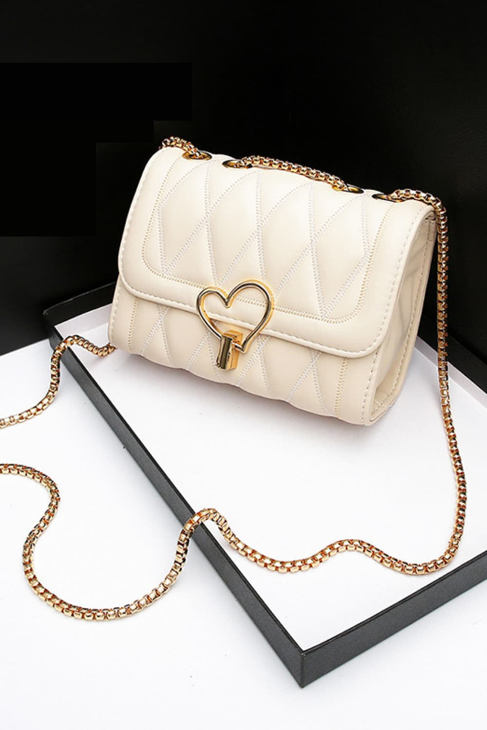Heart Buckle PU Leather Crossbody Bag - AllIn Computer
