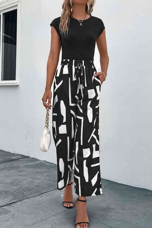 Printed Straight Leg Pants with Pockets - AllIn Computer