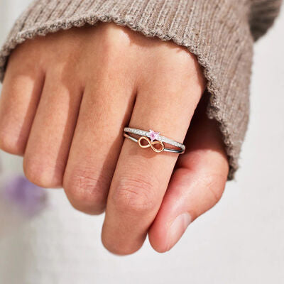 Heart Number 8 Zircon Double-Layered Ring - AllIn Computer