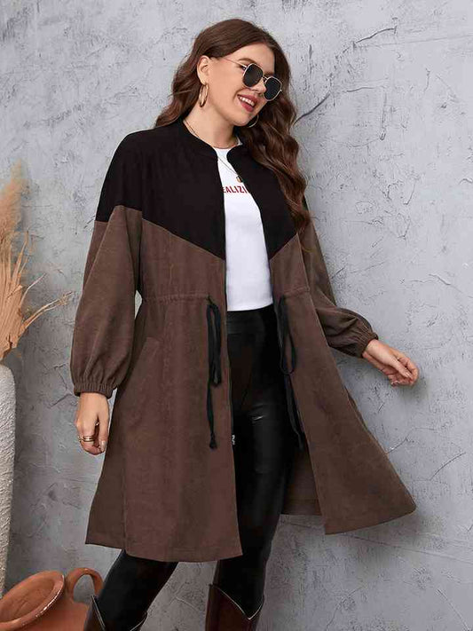 Two-Tone Dropped Shoulder Trench Coat - AllIn Computer