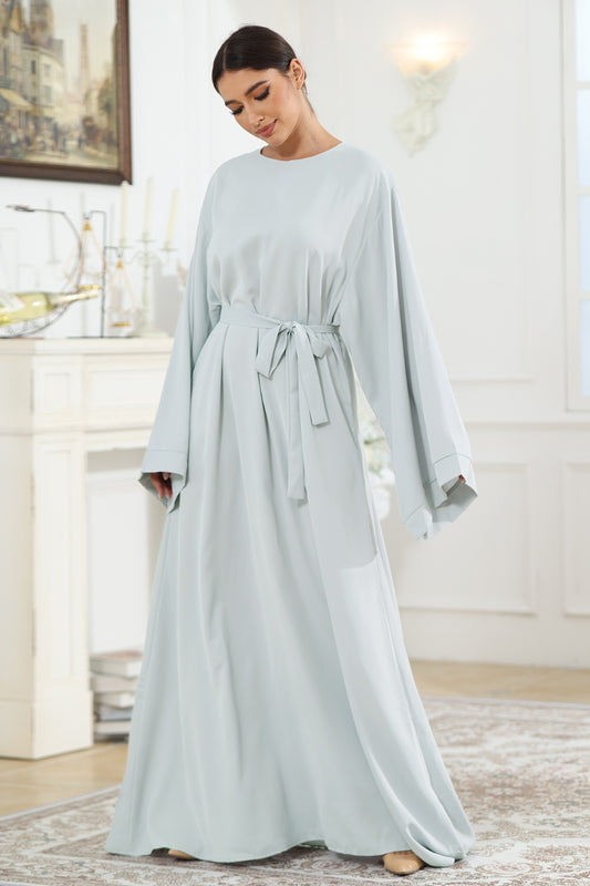 Round Neck Kimono Sleeve Tie Waist Dress - AllIn Computer