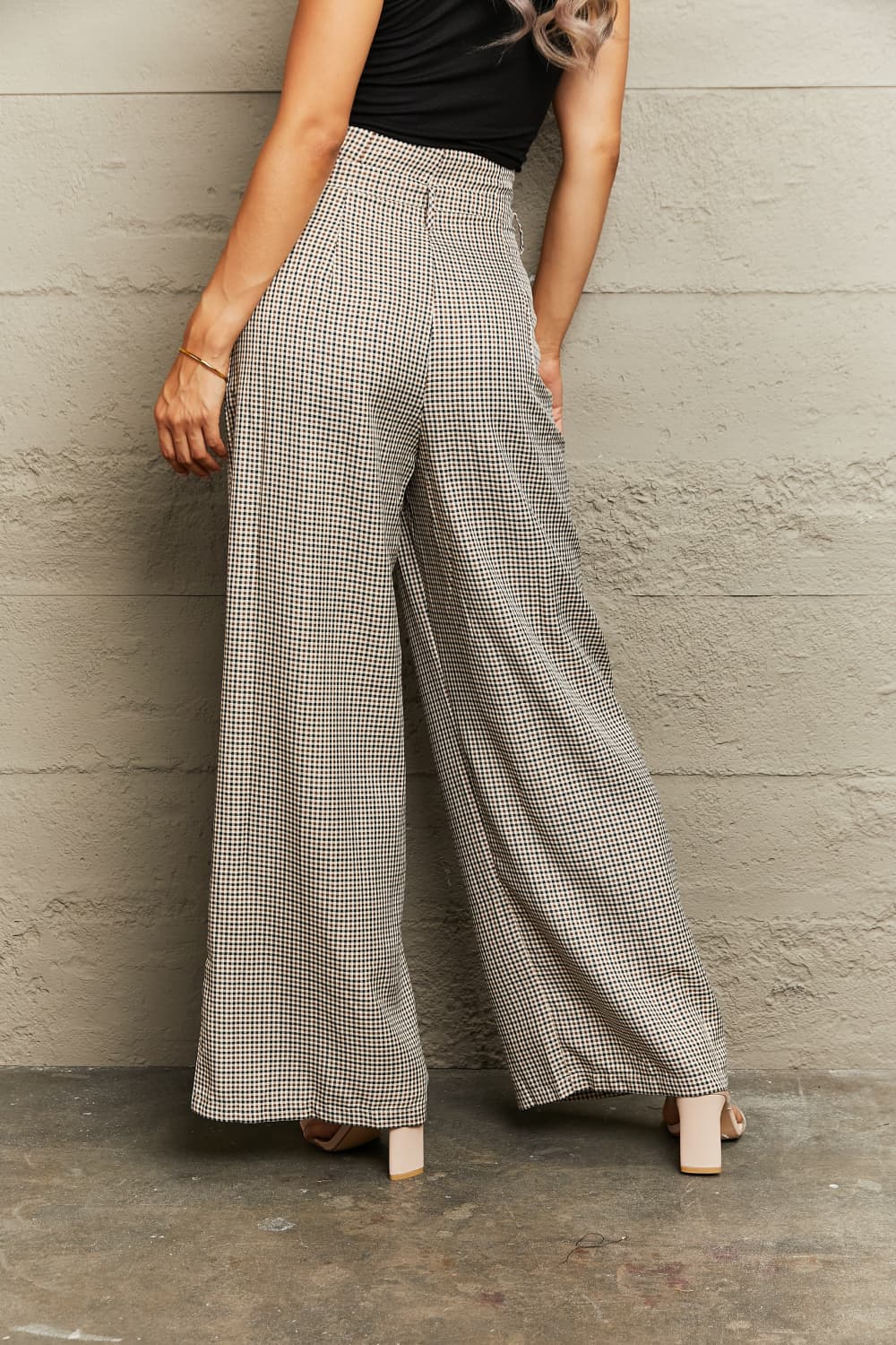 Plaid Wide Leg Pants - AllIn Computer