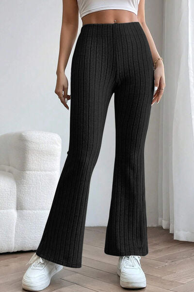Basic Bae Full Size Ribbed High Waist Flare Pants - AllIn Computer
