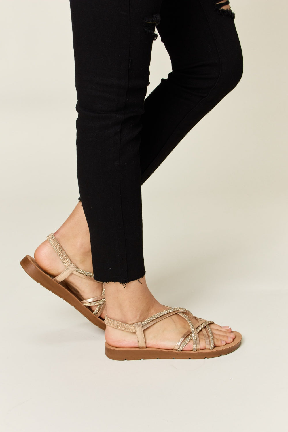 Forever Link Rhinestone Crisscross Flat Sandals - AllIn Computer