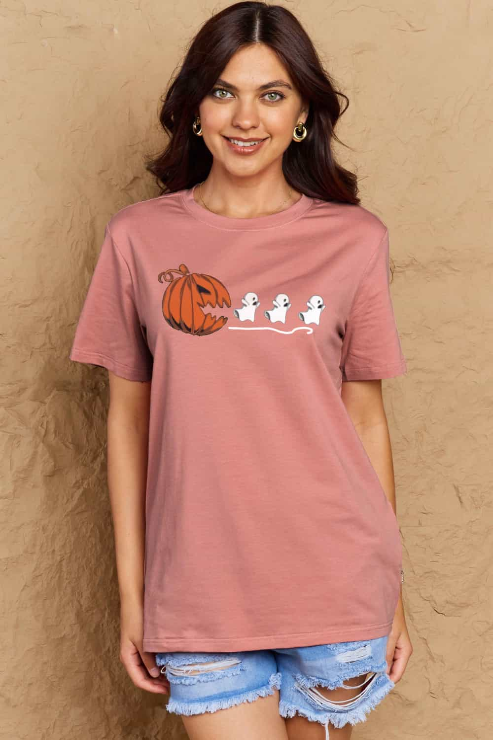 Simply Love Full Size Jack-O'-Lantern Graphic Cotton T-Shirt - AllIn Computer