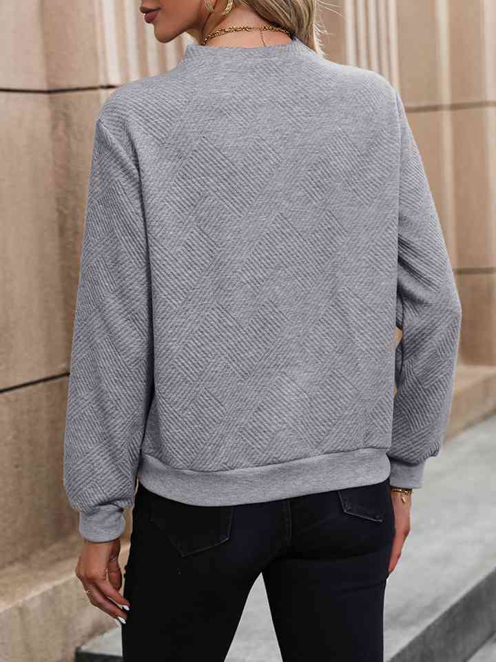Asymmetrical Neck Long Sleeve Blouse - AllIn Computer