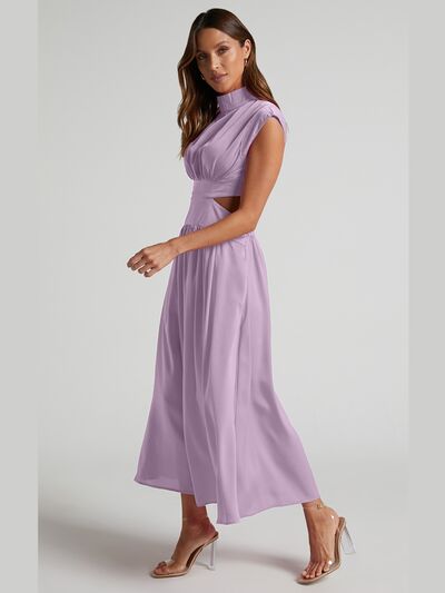 Cutout Mock Neck Sleeveless Dress - AllIn Computer