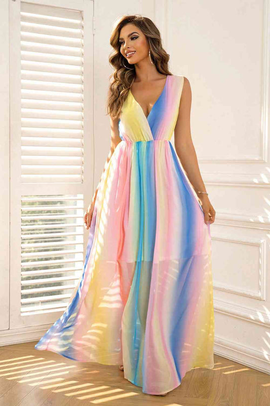 Surplice Neck Sleeveless Maxi Dress - AllIn Computer