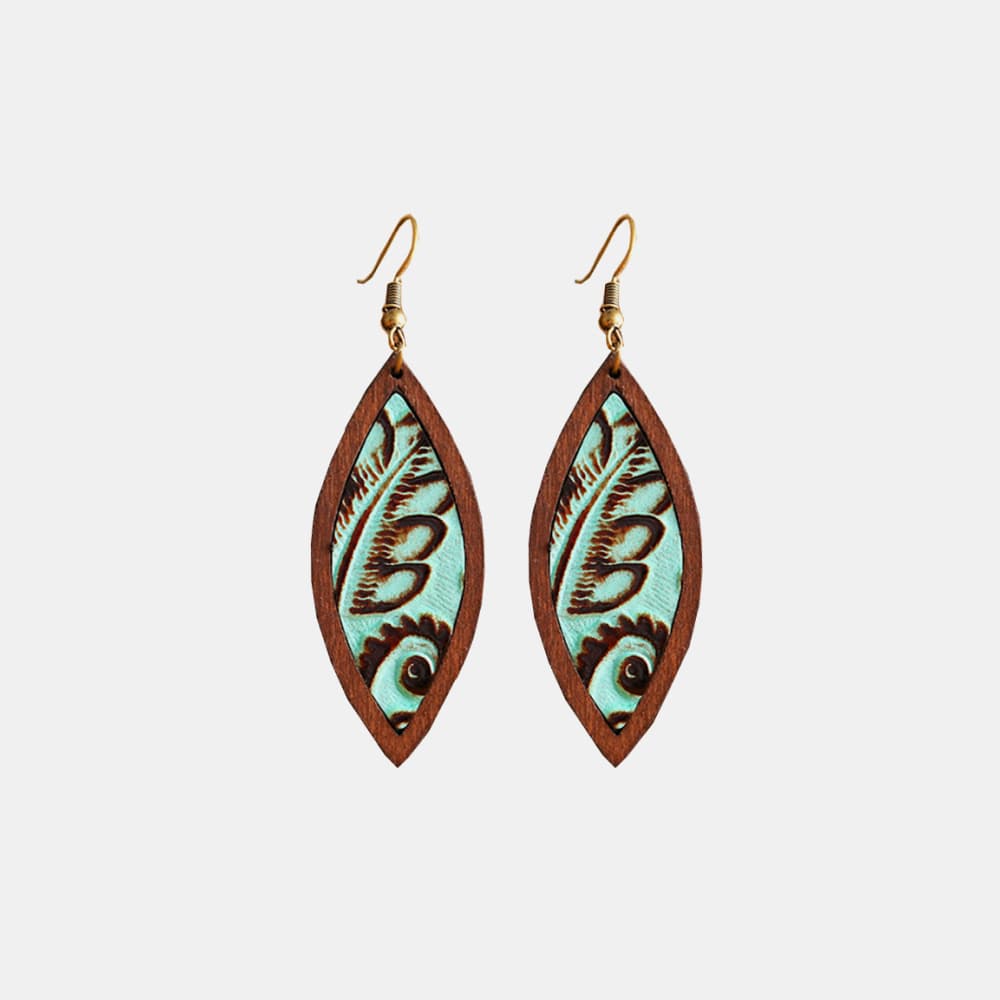 Geometrical Shape Wooden Dangle Earrings - AllIn Computer