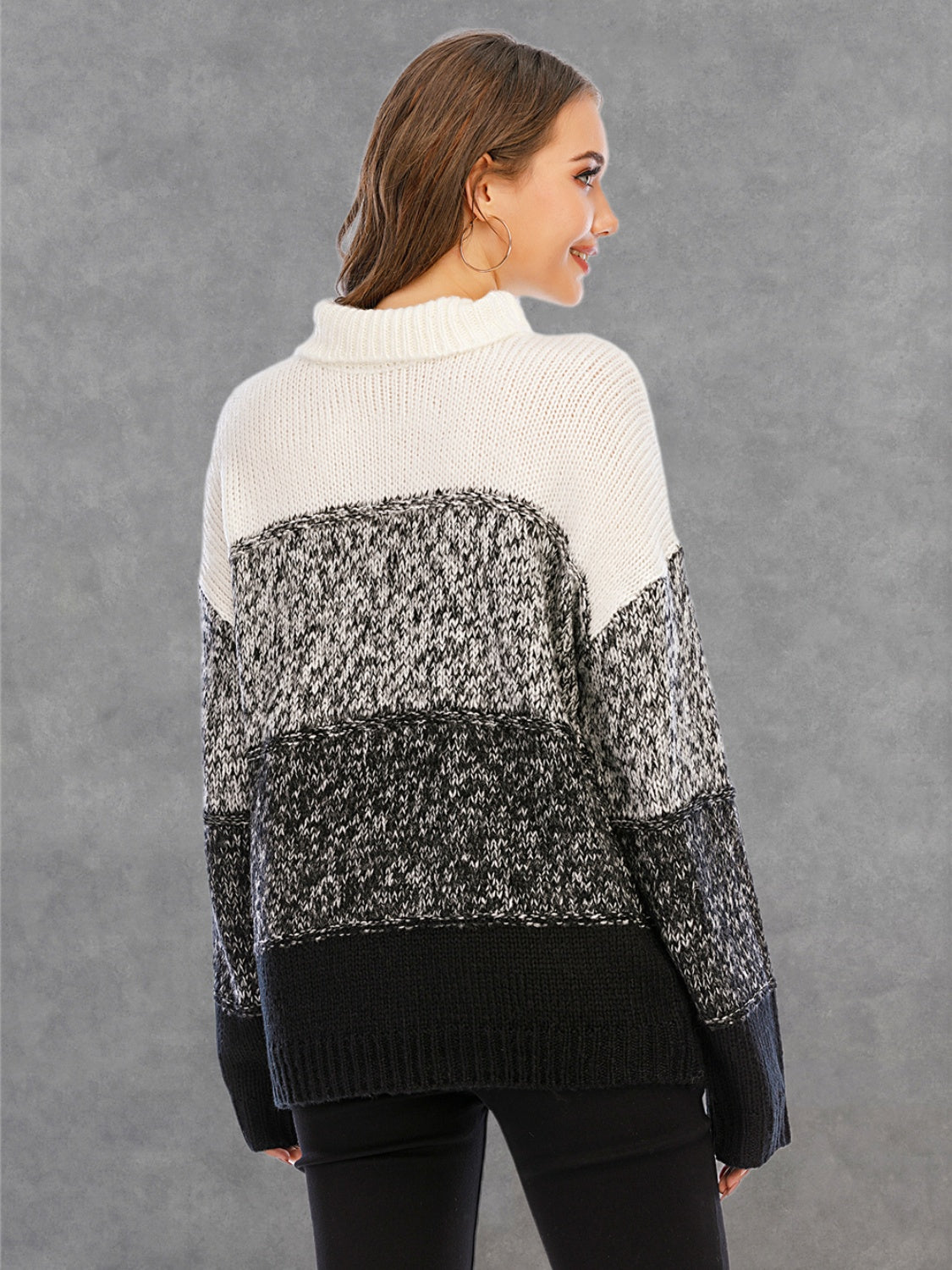 Color Block Turtleneck Sweater - AllIn Computer
