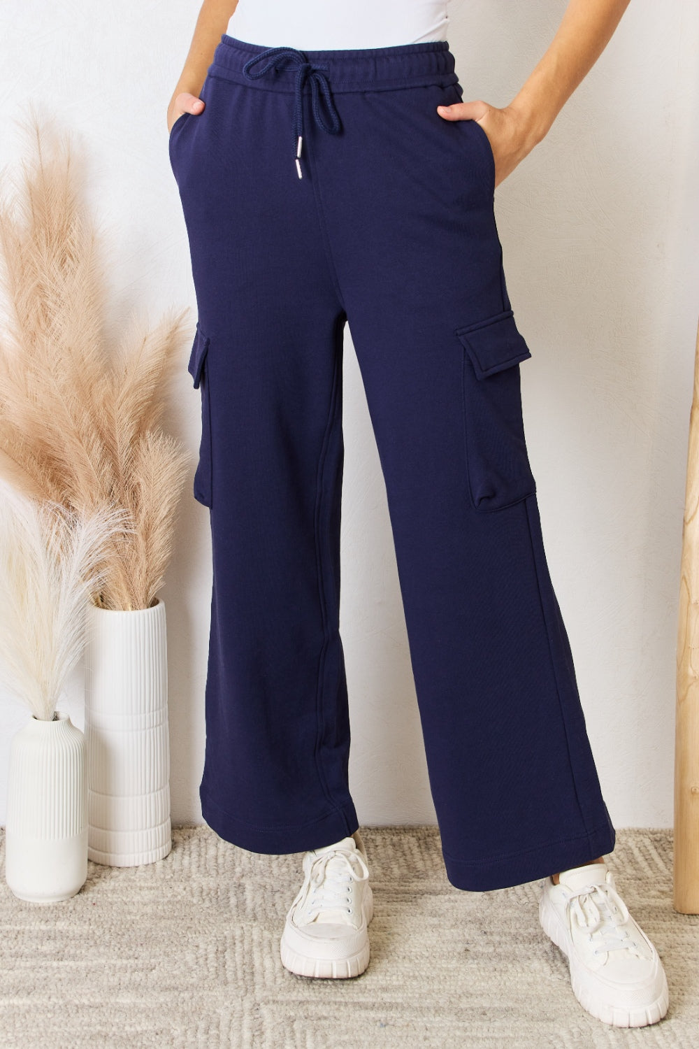 RISEN Drawstring Relaxed Cargo Wide Leg Pants - AllIn Computer
