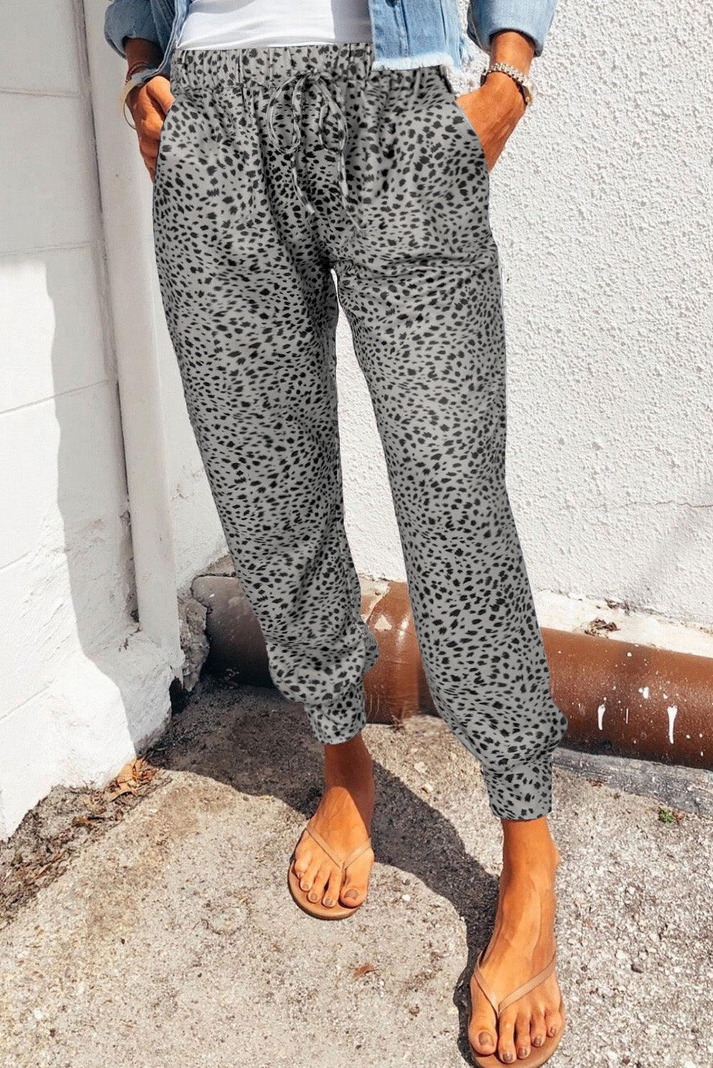 Leopard Pocketed Long Pants - AllIn Computer