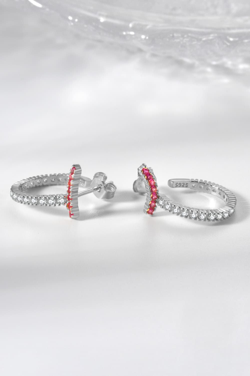 Inlaid Zircon 925 Sterling Silver C-Hoop Earrings - AllIn Computer