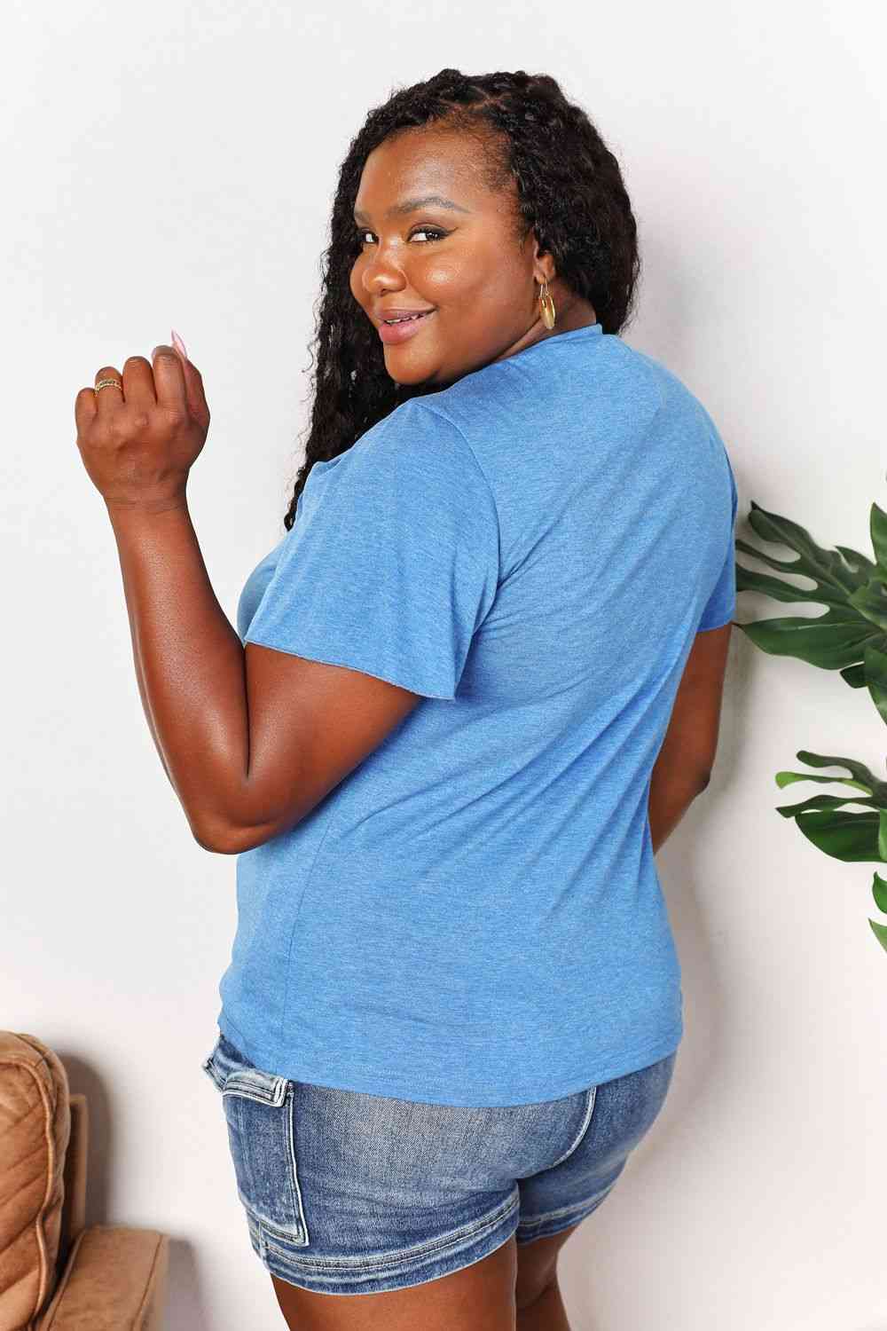 Double Take Ruched V-Neck Short Sleeve T-Shirt - AllIn Computer
