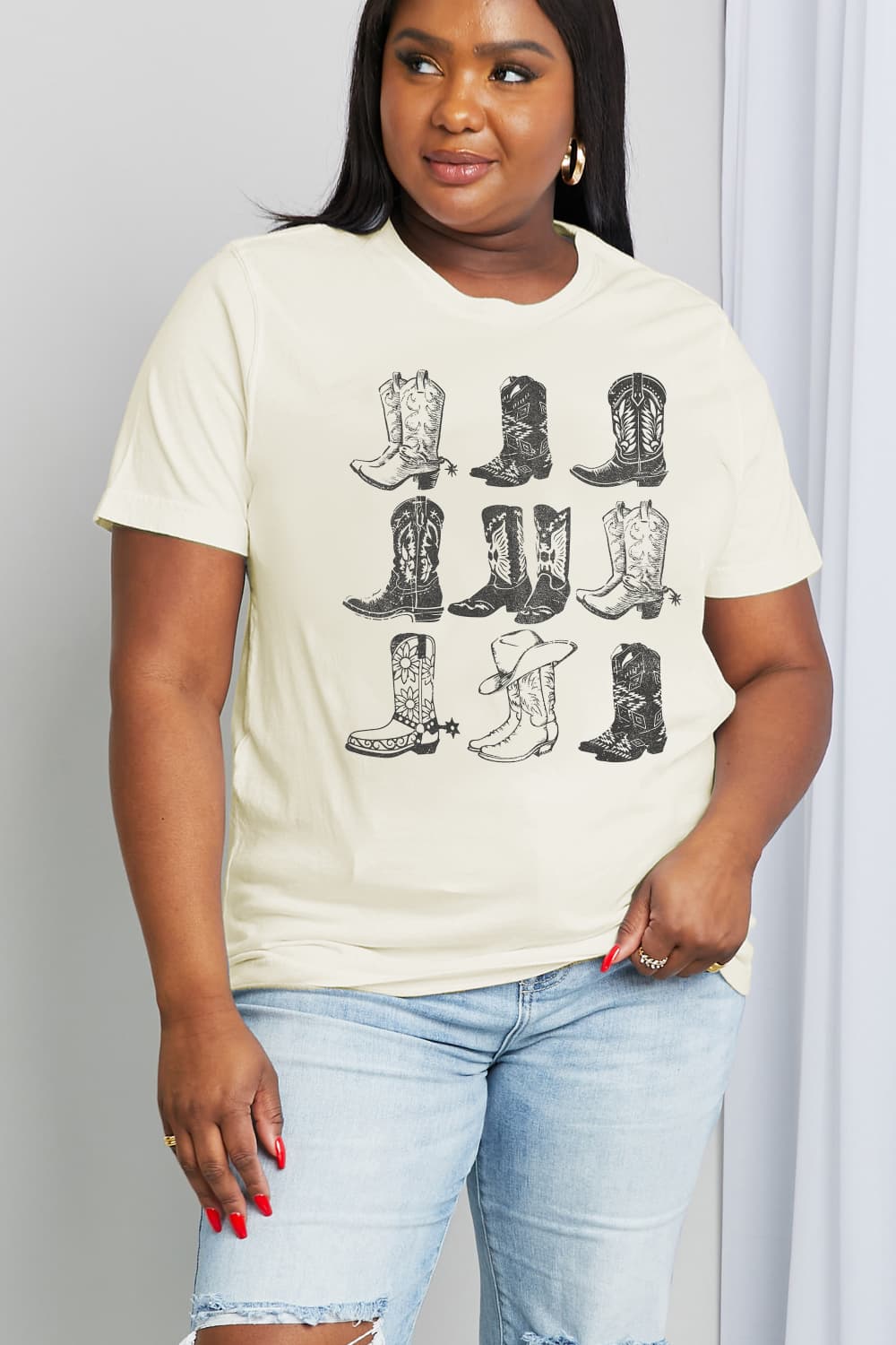 Simply Love Simply Love Full Size Cowboy Boots Graphic Cotton Tee - AllIn Computer