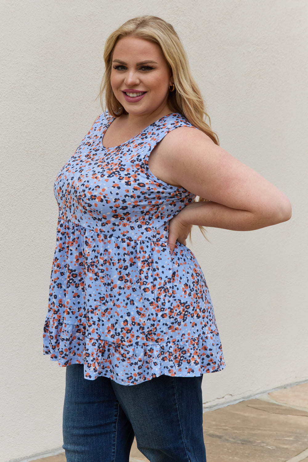 Be Stage Full Size Animal Print Babydoll Top - AllIn Computer