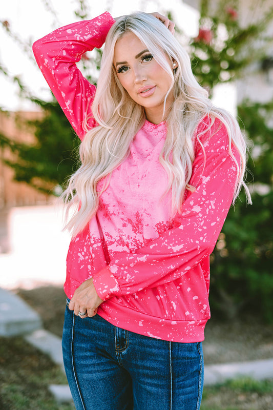 Printed Round Neck Long Sleeve Sweatshirt - AllIn Computer