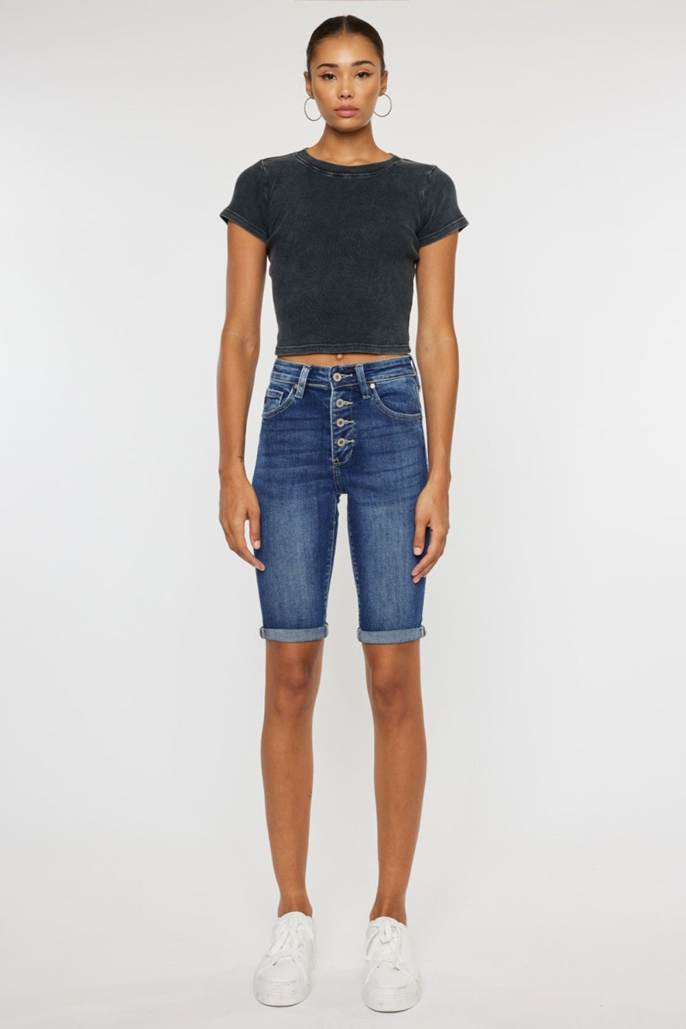 Kancan Full Size Cat's Whiskers Button Fly Denim Shorts - AllIn Computer