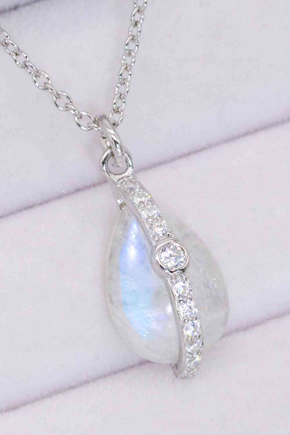 Natural Moonstone and Zircon Pendant Necklace - AllIn Computer