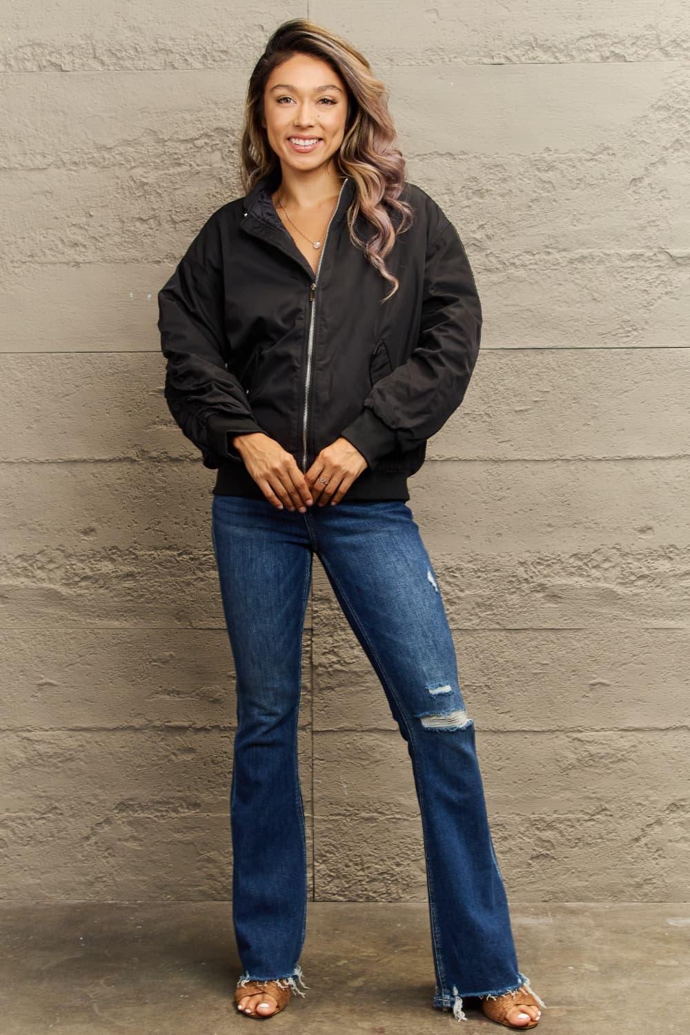 Baseball Collar Zip-Up Jacket - AllIn Computer