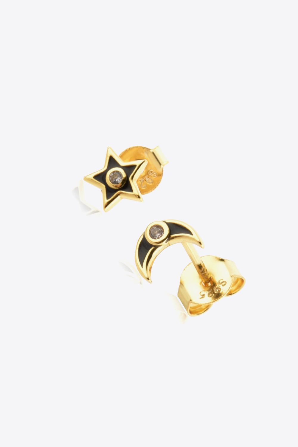 Star and Moon Zircon Mismatched Earrings - AllIn Computer