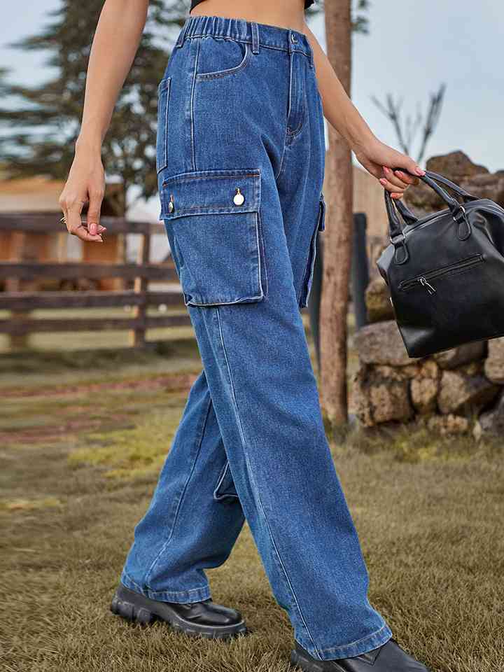 Straight Leg Cargo Jeans - AllIn Computer