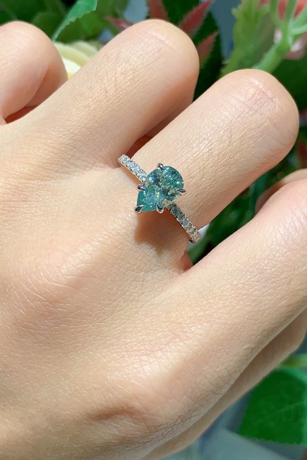 1.5 Carat Teardrop Shape Moissanite 925 Sterling Silver Ring - AllIn Computer