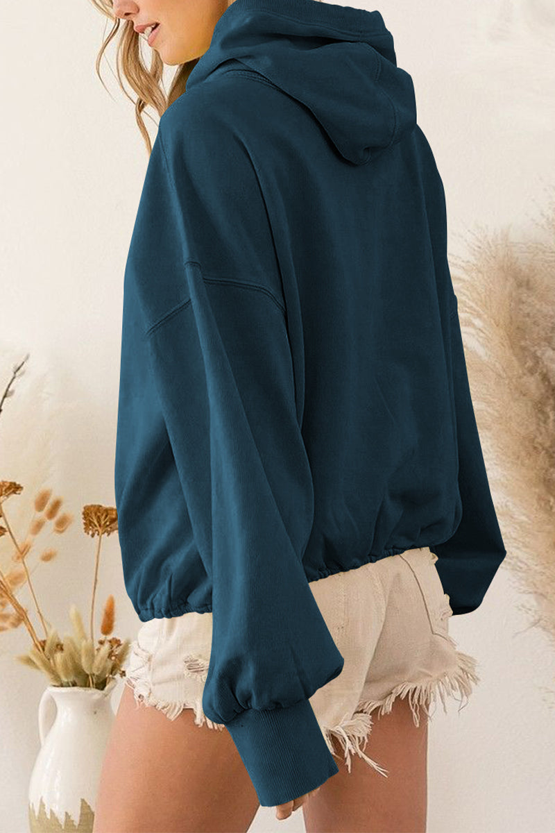 Zip-Up Dropped Shoulder Hoodie - AllIn Computer