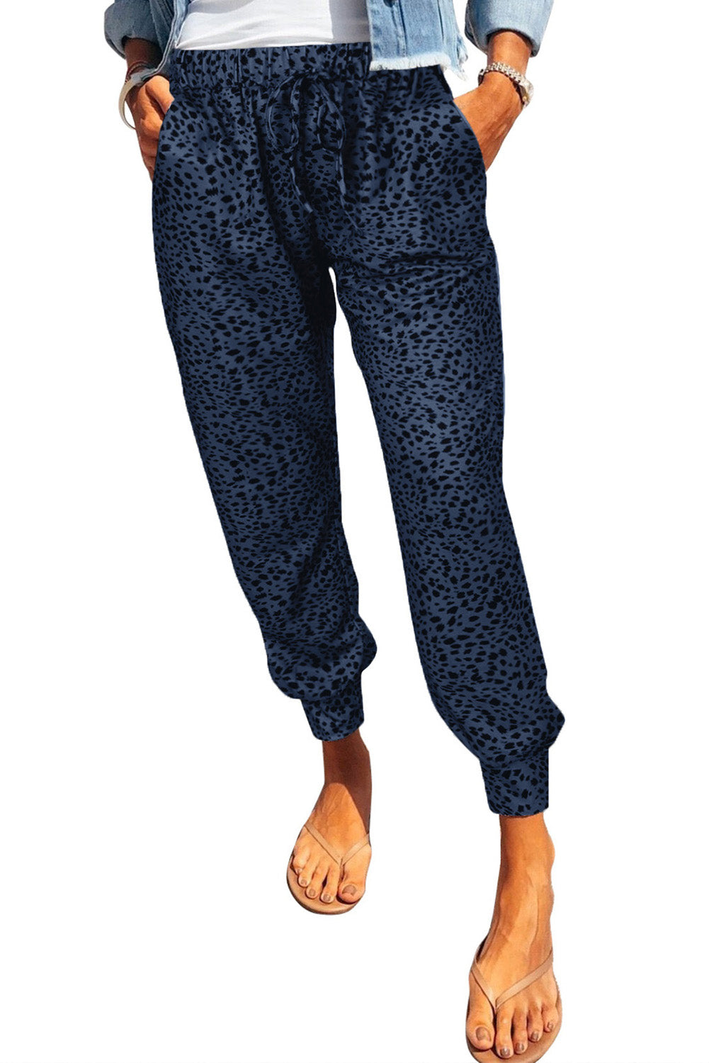 Leopard Pocketed Long Pants - AllIn Computer