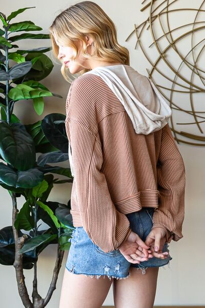 Reborn J Button Up Drawstring Striped Hooded Jacket - AllIn Computer