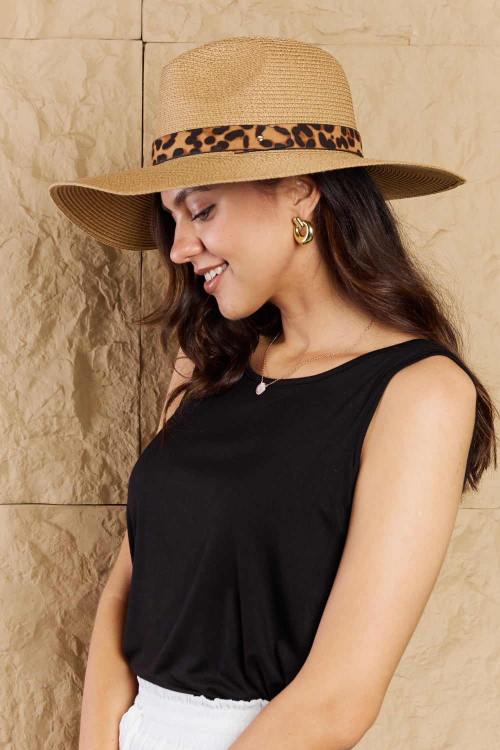 Fame Wild One Leopard Ribbon Straw Hat - AllIn Computer