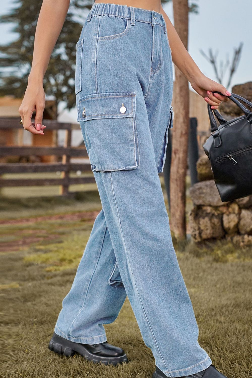Loose Fit Long Jeans with Pockets - AllIn Computer