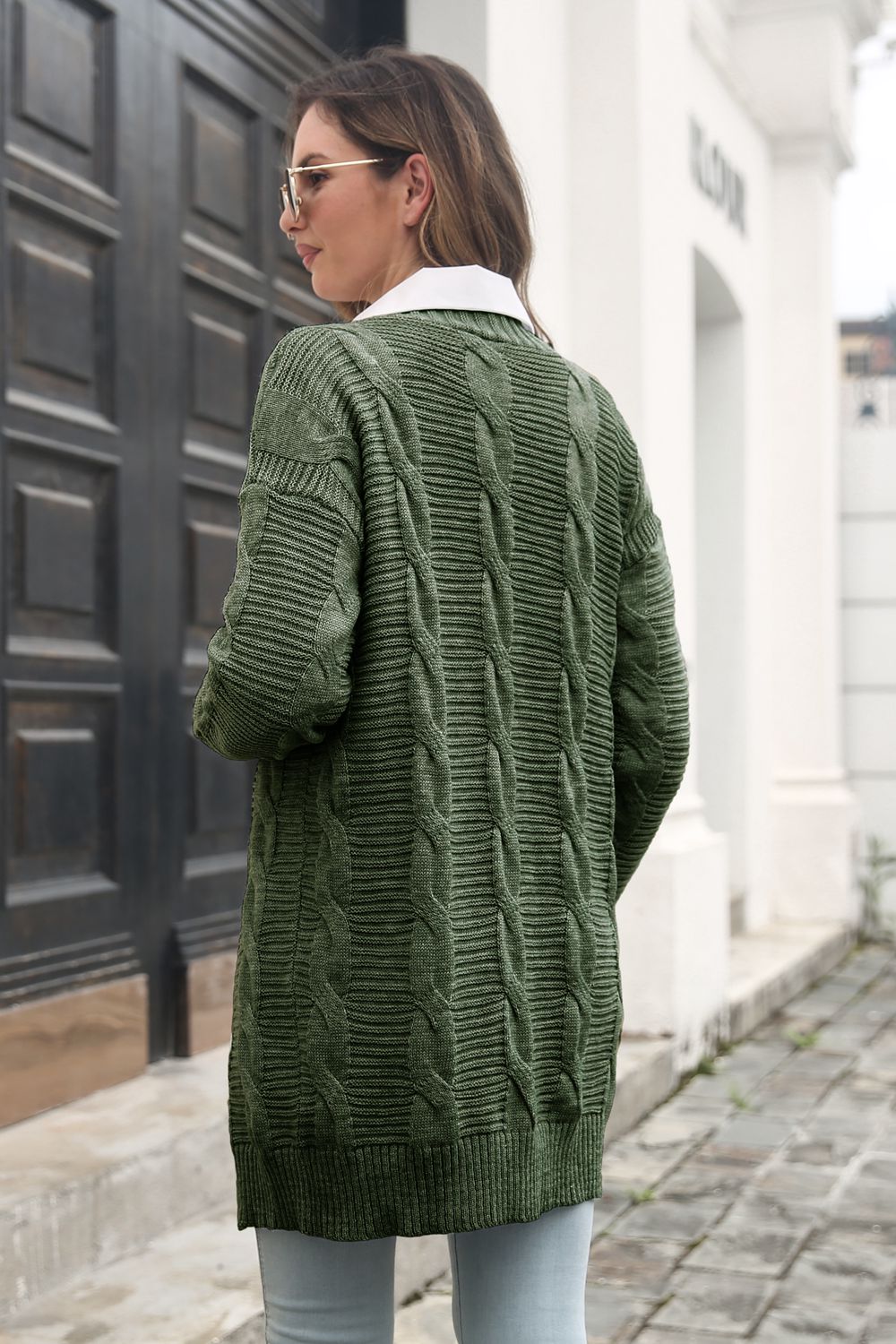 Open Front Cable-Knit Cardigan - AllIn Computer