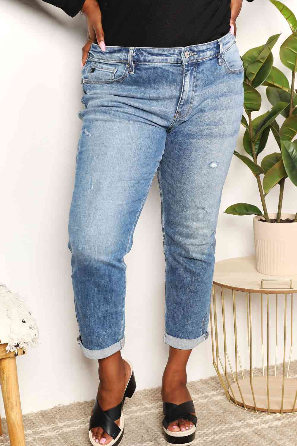 Kancan Full Size Mid Rise Slim Boyfriend Jeans - AllIn Computer