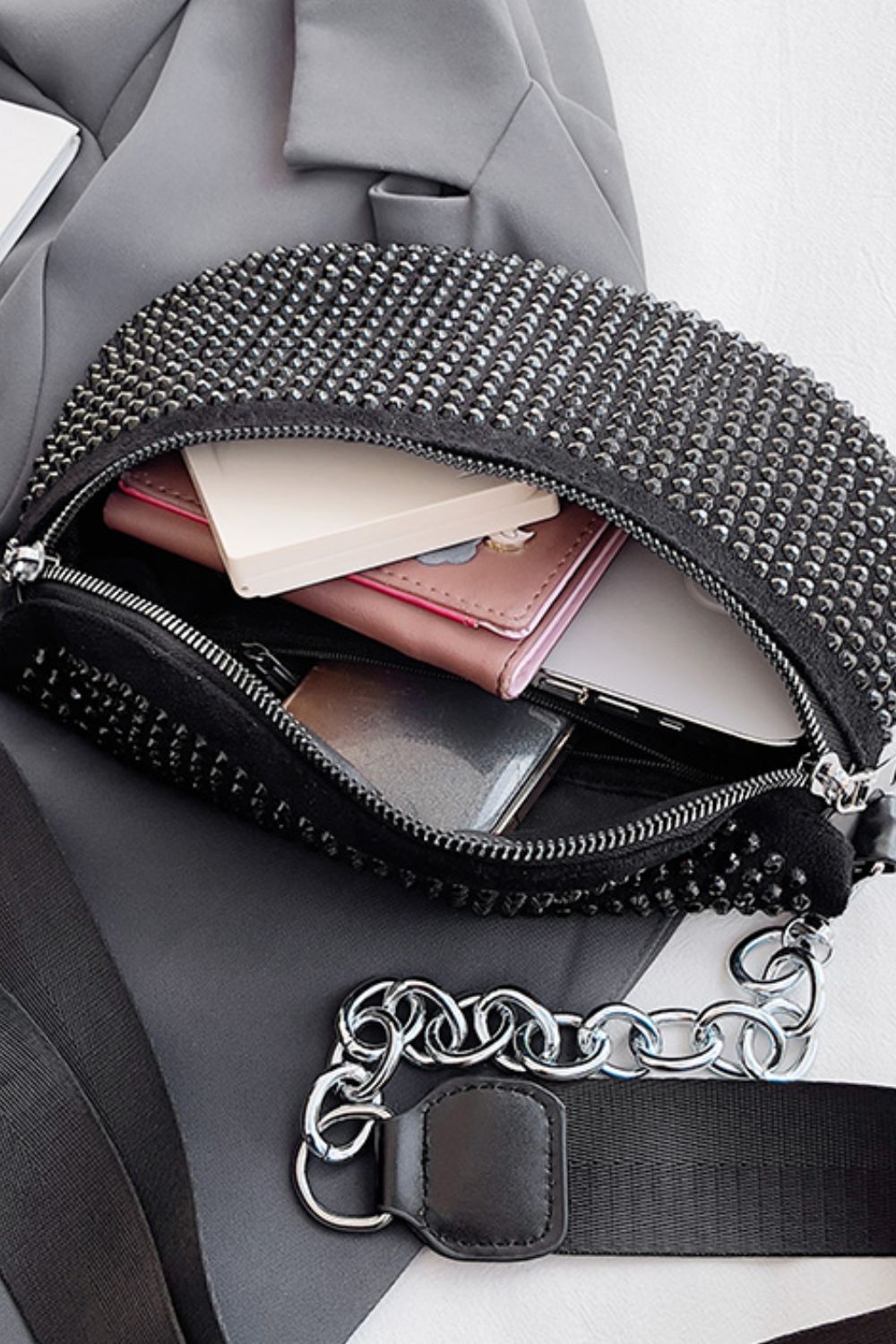 Rhinestone PU Leather Sling Bag - AllIn Computer