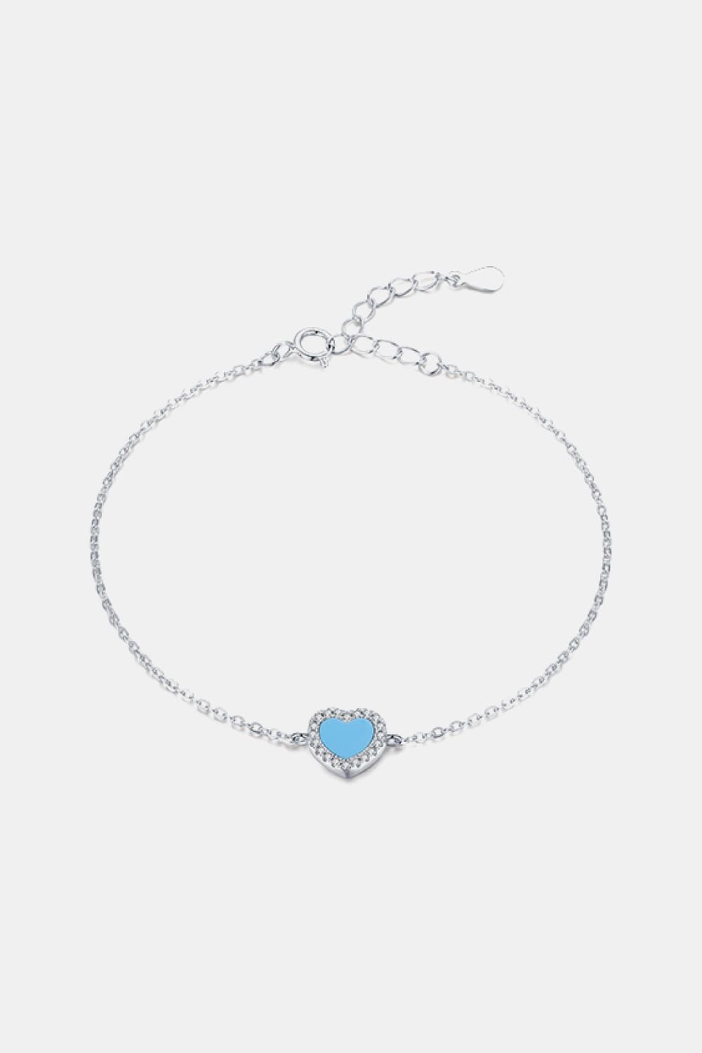 925 Sterling Silver Heart Shape Spring Ring Closure Bracelet - AllIn Computer