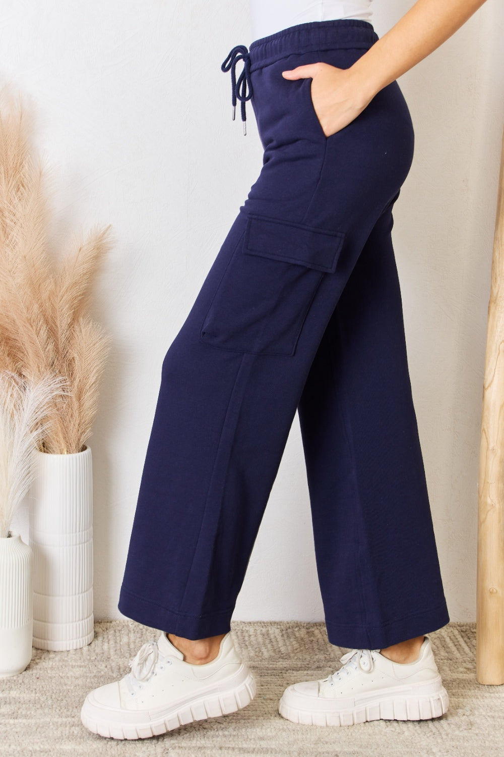 RISEN Drawstring Relaxed Cargo Wide Leg Pants - AllIn Computer