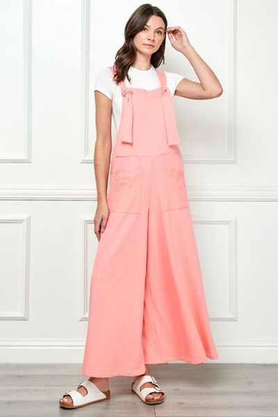 Veveret Wide Strap French Terry Overalls - AllIn Computer