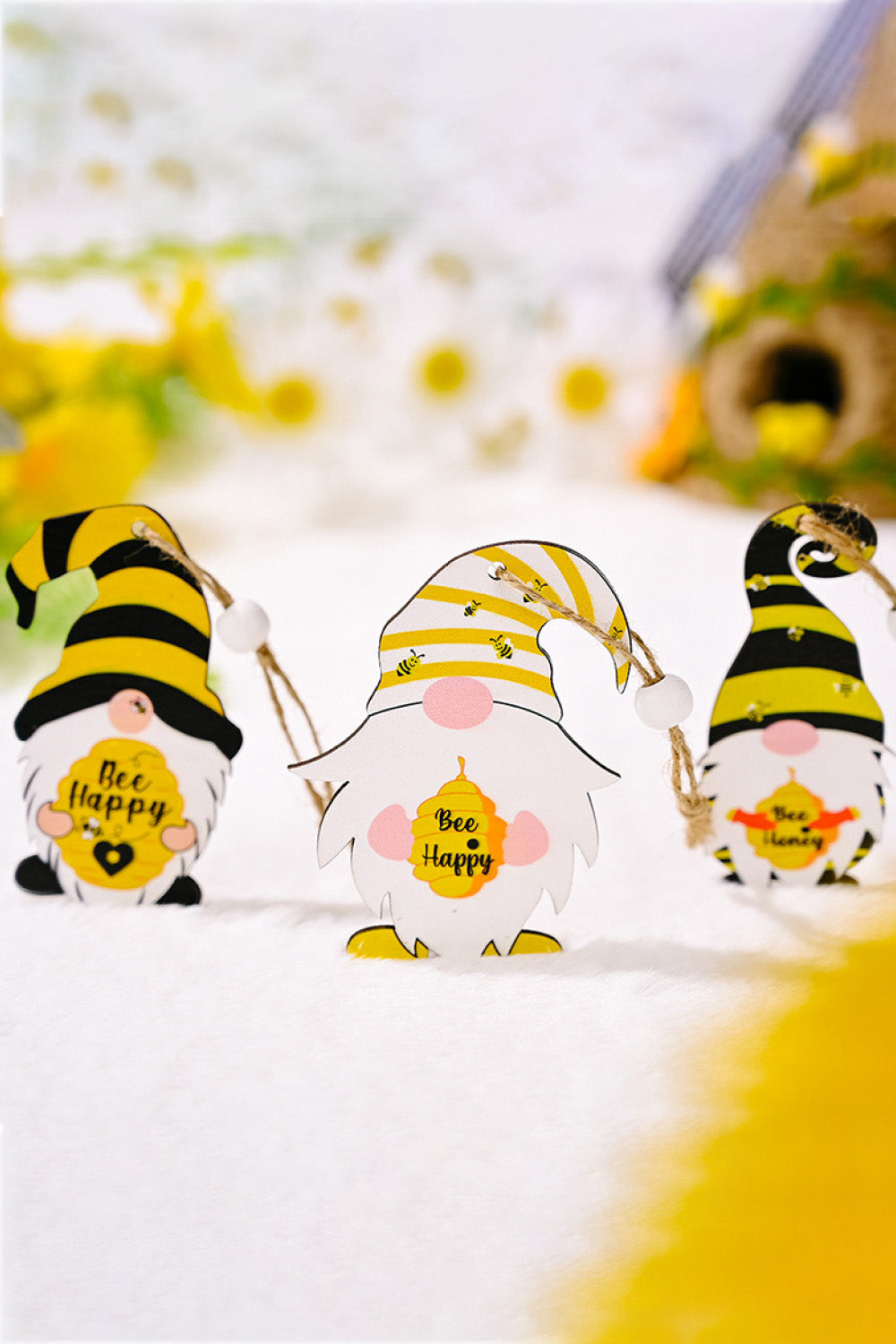 3-Pack Bee Wood Gnome Ornaments - AllIn Computer