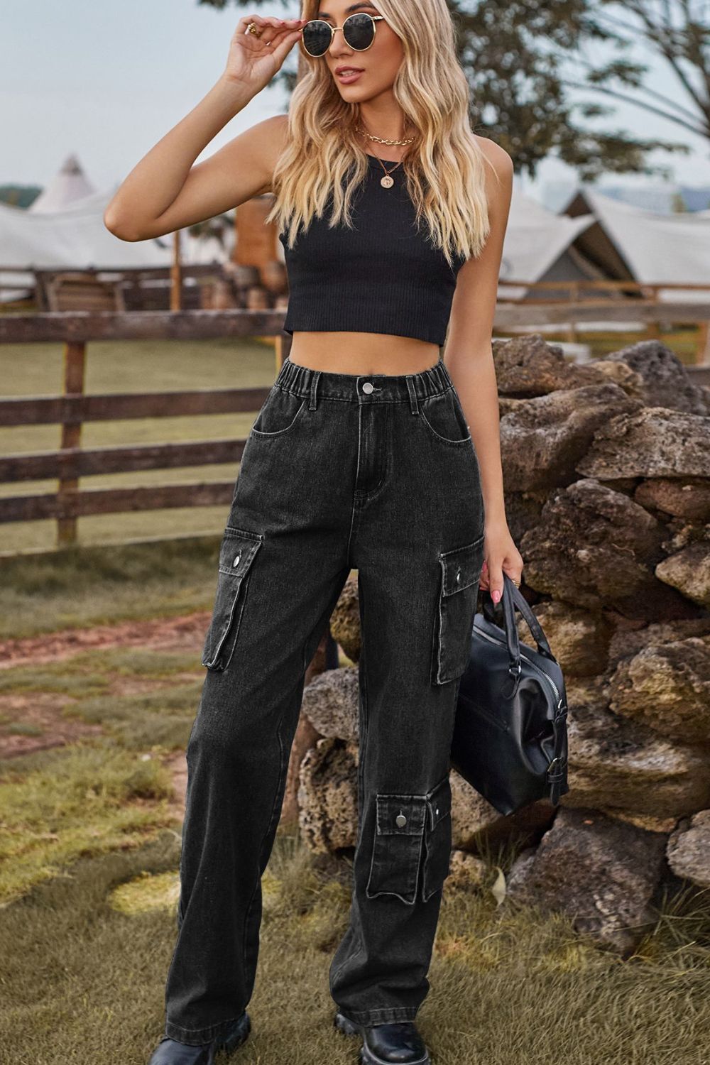 Loose Fit Long Jeans with Pockets - AllIn Computer