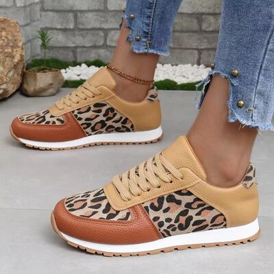 Tied Printed PU Leather Athletic Shoes - AllIn Computer
