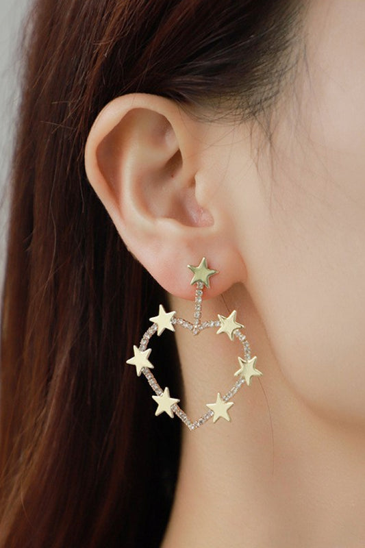 Star Zircon Heart-Shaped Earrings - AllIn Computer